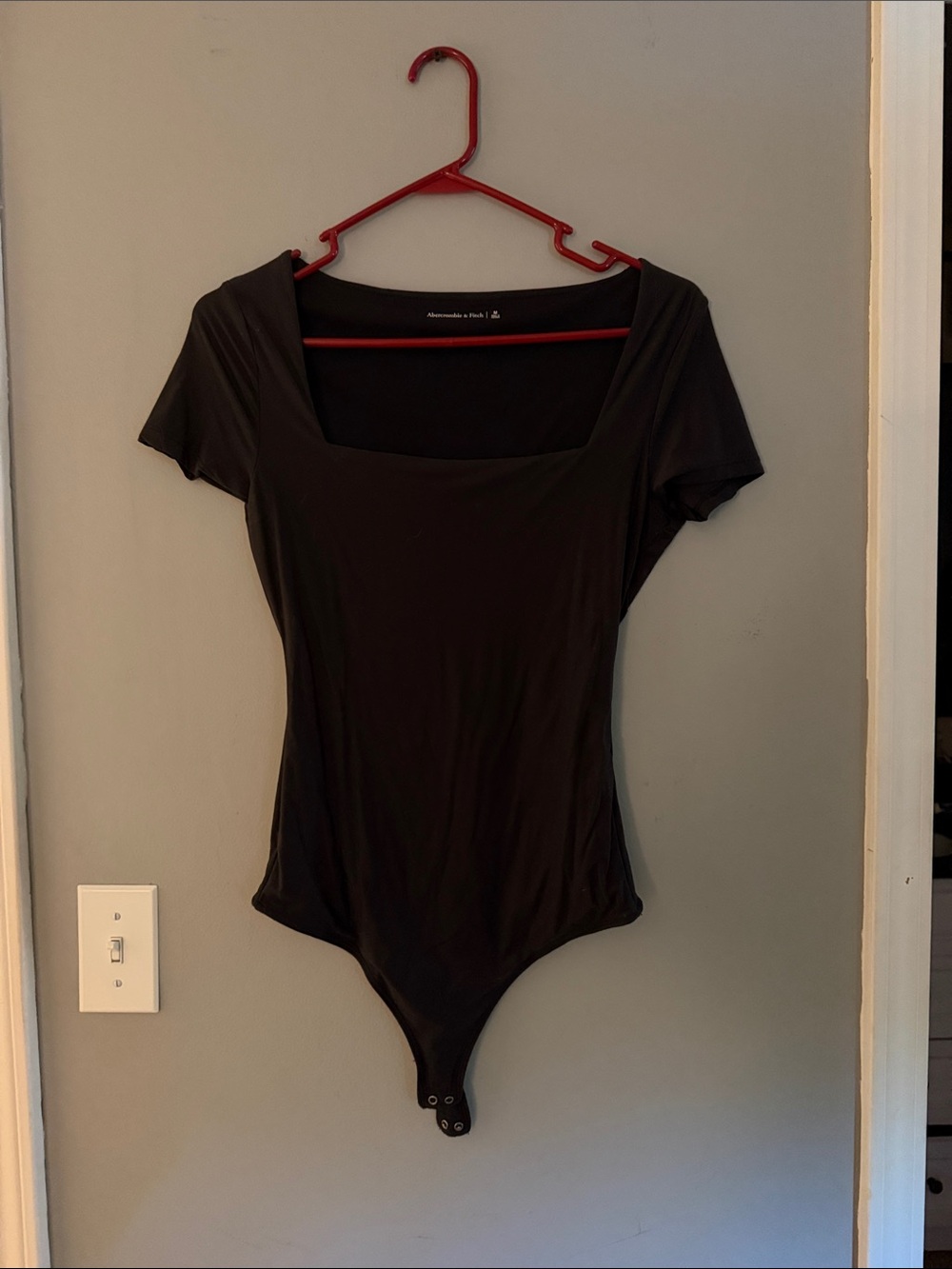 Abercrombie & Fitch Black Square-Neck Short Sleeve Bodysuit